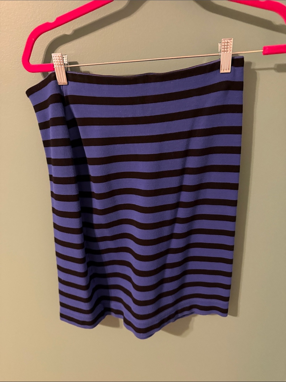 LOFT Blue and Black Striped Pencil Skirt